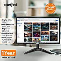 FRONTECH 22" HD LED Monitor – 60Hz, 1680x1050, Slim & Wall-Mountable, Crisp Display, Energy Efficient, Lightweight, 1 Year Warranty