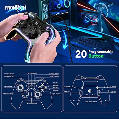 Frontech GP-0001 – Wired USB gaming pad with dual analog sticks, responsive buttons, and ergonomic design for smooth gameplay.
