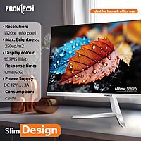 Frontech MON-0072 – 24" flat borderless monitor offering crisp visuals, bright colors, and wide viewing angles for all your tasks