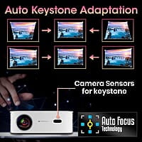 ZEBRONICS PIXAPLAY 17, Smart LED Projector, 6000 Lumens, 4K Support, Dolby Audio, 224 Inch Screen Size, HDMI, USB, WiFi, 1080p Native, APP Support, Miracast, Auto Keystone, Auto Focus