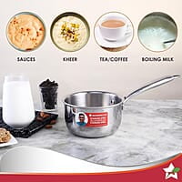 Wonderchef Nigella Tri-Ply 18 cm Sauce Pan 2.2 Liters 2.5 mm Thickness Silver