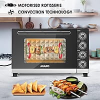 AGARO ROYAL 60 Litres Oven Toaster Griller (OTG), Motorised Rotisserie, Convection, 3 Heating Modes, 3 Function Options, 2000W