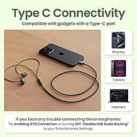 Ambrane Type C Wired in Ear Earphones with in-Line Mic for Clear Calling,1.2M Cable,10Mm Dynamic Drivers for Boostedbass,Control Buttons for iPhone 15,Samsung&Type C Devices Stringz 38C