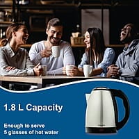 Crompton Insta Delight 1.8L SS Electric Kettle with Auto shut-off  Dry Boil Protection 1500 W