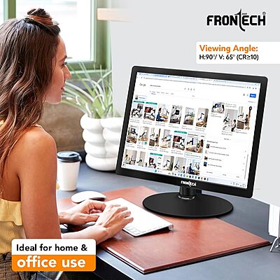 Frontech 15.4 Inch LED Monitor (MON-0068) – HD 1280×800 Display | 60Hz Refresh Rate | HDMI & VGA Ports | 16.7M Colors | Slim Stylish Design | Built-in Power Supply | Wall Mountable