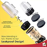 Wonderchef Nutri-blend Mixer Champagne, Grinder & Blender 400W 22000 RPM 2 Unbreakable Jars