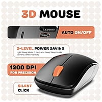 Ambrane Combo of Wireless Keyboard with Mouse Retro Typewriter Inspired, 2.4GHz for Desktop, Laptop, MacBook and Devices with USB Support, Compact Light-Weight, Single Nano Receiver KeyPop