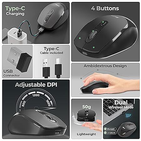 WIRELESS MOUSE FOXIN FLOW BT+2.4GHZ DPI (BLACK) WIRELESS MOUSE FOXIN FLOW BT+2.4GHZ DPI (BLACK)
