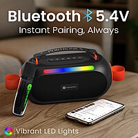 Portronics POR 2736 Apollo 20 25W Bluetooth Speaker – BT 5.4  Dual Wireless Karaoke Mic  RGB  Black
