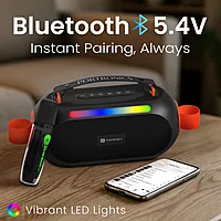 Portronics POR 2736 Apollo 20 25W Bluetooth Speaker – BT 5.4 Dual Wireless Karaoke Mic RGB Black