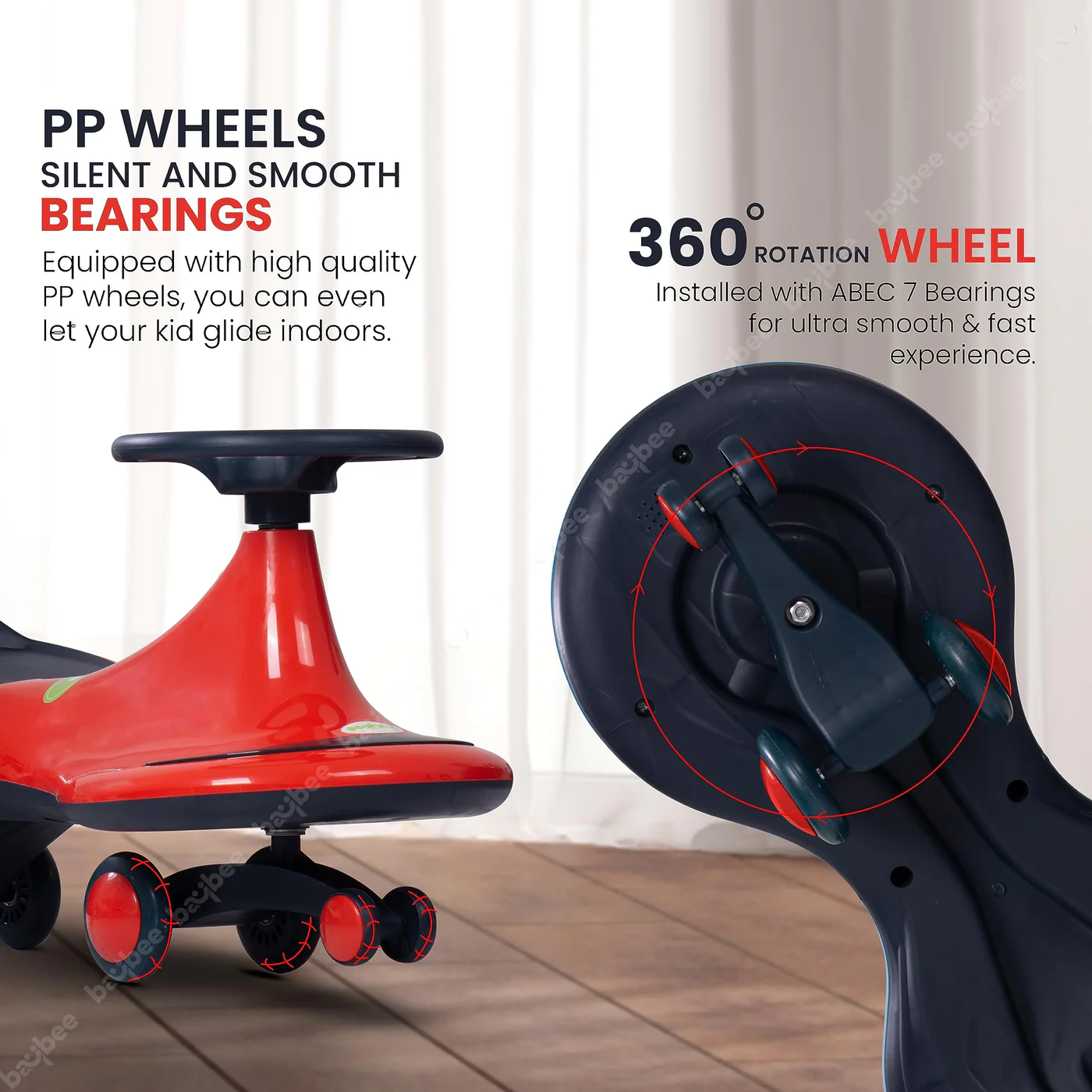 Baybee Trix Go Kids Magic Swing Cars for Kids-Red Baybee Trix Go Kids Magic Swing Cars for Kids-Red