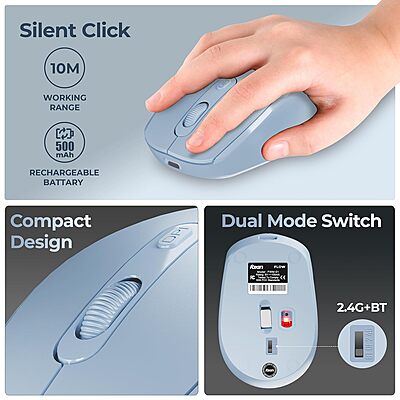 WIRELESS MOUSE FOXIN FLOW BT+2.4GHZ DPI (BLUE)