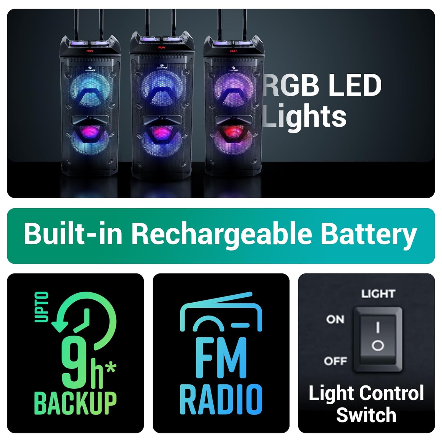 Zebronics 501 Moving Monster 2X8L Trolley Speaker