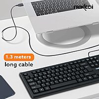 Frontech KB-0030 – Wired USB keyboard with quiet keys, ergonomic design, and durable build for comfortable typing and daily use.