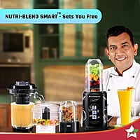 Wonderchef Nutri Blend Smart CKM Automatic Mixer Grinder 22000 RPM 4 Unbreakable Jars 500 W