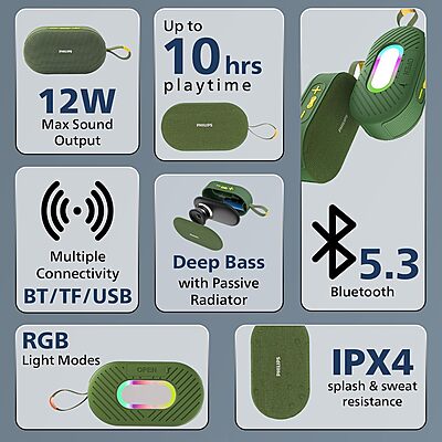 Philips TAS1400GY Portable Speaker (Green)