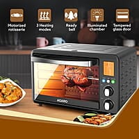 AGARO Imperial Digital Oven Toaster Griller, 38 Litres, 10 Preset Cooking Function, Convection Function, Motorized Rotisserie Backlit LCD Display, Black