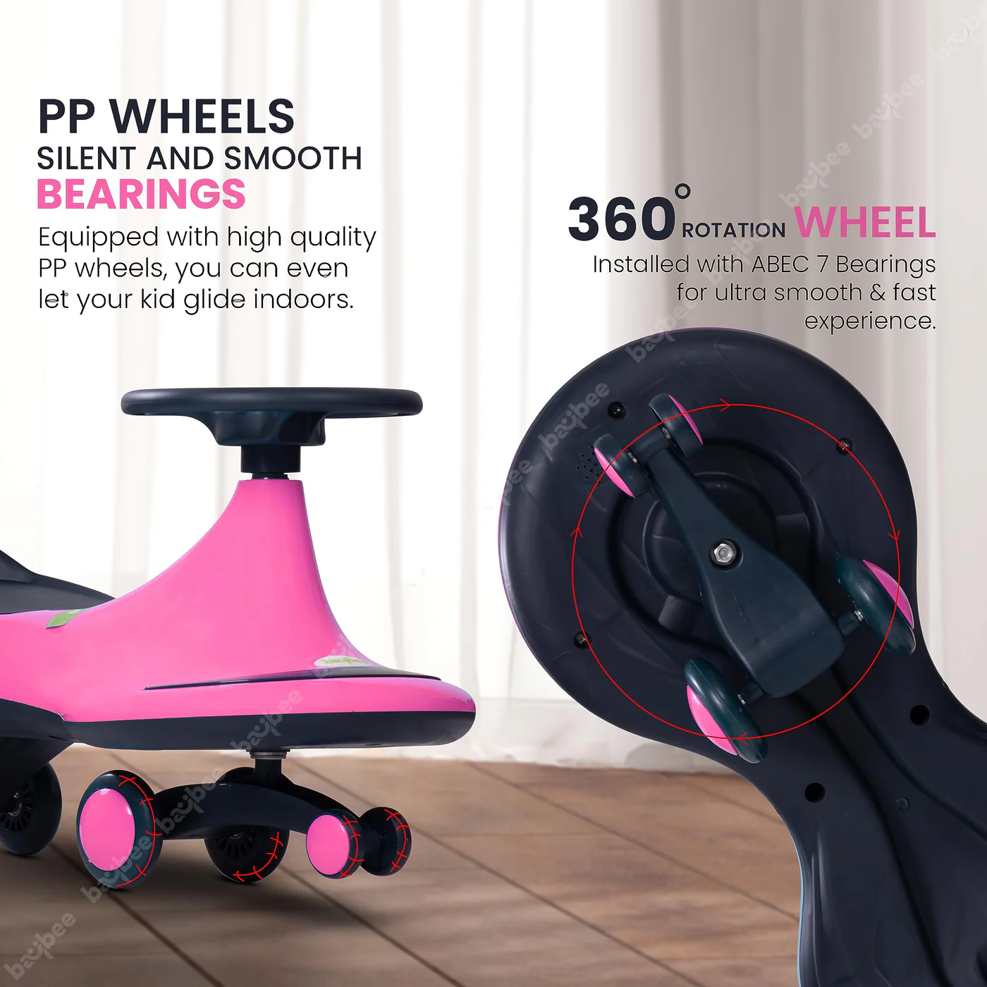 Baybee Trix Go Kids Magic Swing Cars for Kids-Pink Baybee Trix Go Kids Magic Swing Cars for Kids-Pink