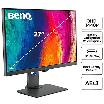 BenQ 27" 2K QHD Designer Monitor, 60Hz IPS Panel, PD2705Q