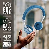 ZEBRONICS DUKE 2 Wireless Headphone, Supports Bluetooth, Dual Pairing, Deep Bass, up to 60h Battery Backup, AUX, Environmental Noise Cancellation, Gaming Mode, Now with Type C Charging