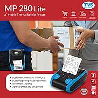 TVS ELECTRONICS MP 280 Lite Mobile Receipt Printer|2 inch Mobile Printer |Bluetooth Connectivity V4.0+USB|Simple&Compactrugged|Chargeable Batteries|203dpi|Auto Sleep Mode TVS ELECTRONICS MP 280 Lite Mobile Receipt Printer|2 inch Mobile Printer |Bluetooth Connectivity V4.0+USB|Simple&Compactrugged|Chargeable Batteries|203dpi|Auto Sleep Mode