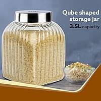 AGARO Elegant Glass Jar 3500 ml, Steel Lid, Storage Glass Container
