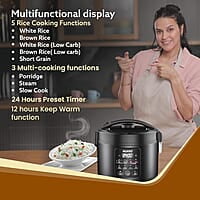 AGARO Regal Electric Rice Cooker, 3 Liters Ceramic Inner Bowl, Cooks Up to 600 Gms Raw Rice, SS Steamer