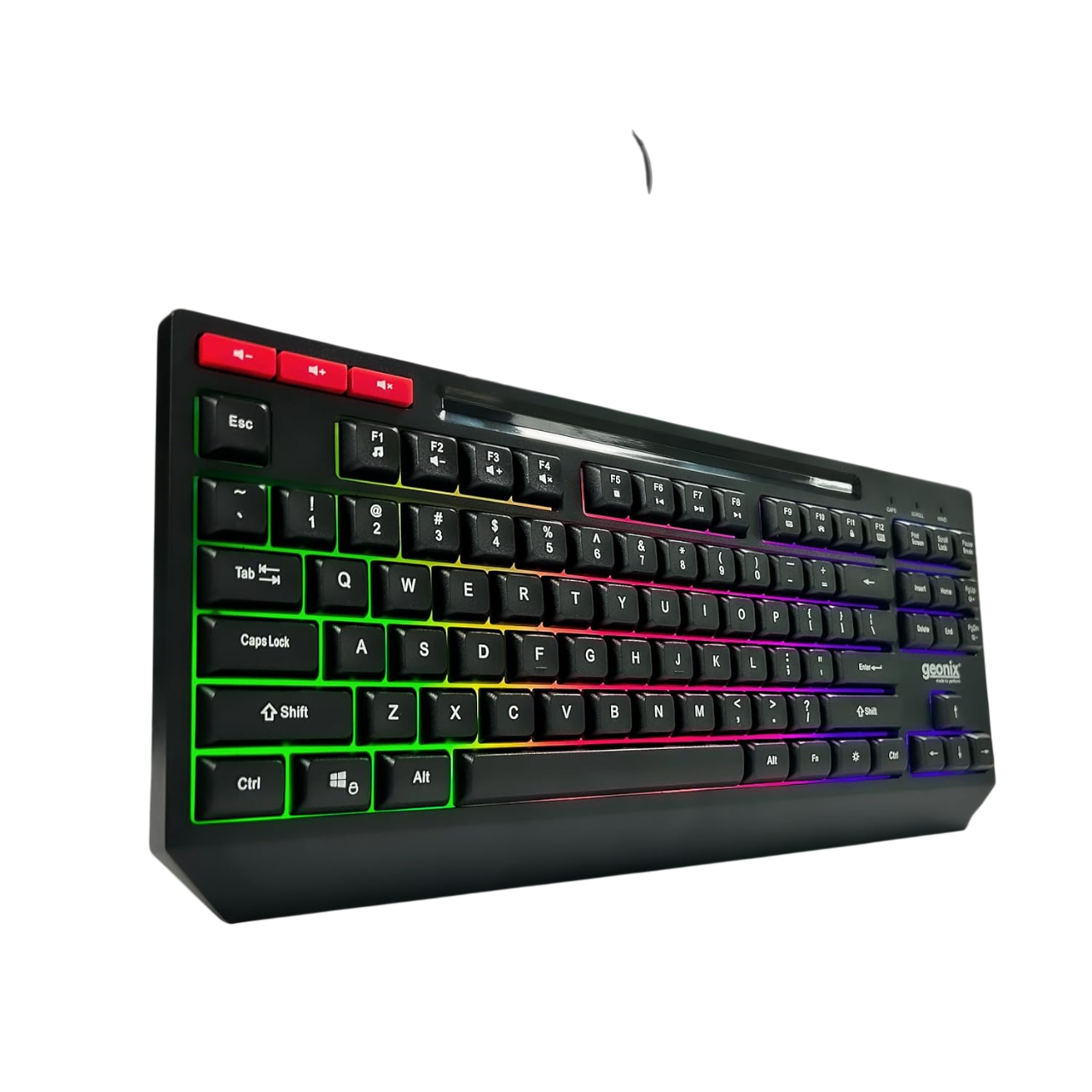 ​Geonix Cruiser Gaming Keyboard, 90 Keys with 3 Multimedia Keys, Rainbow Backlight, Black, K2