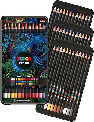 UNI POSCA PASTEL PENCIL CLR  - 36