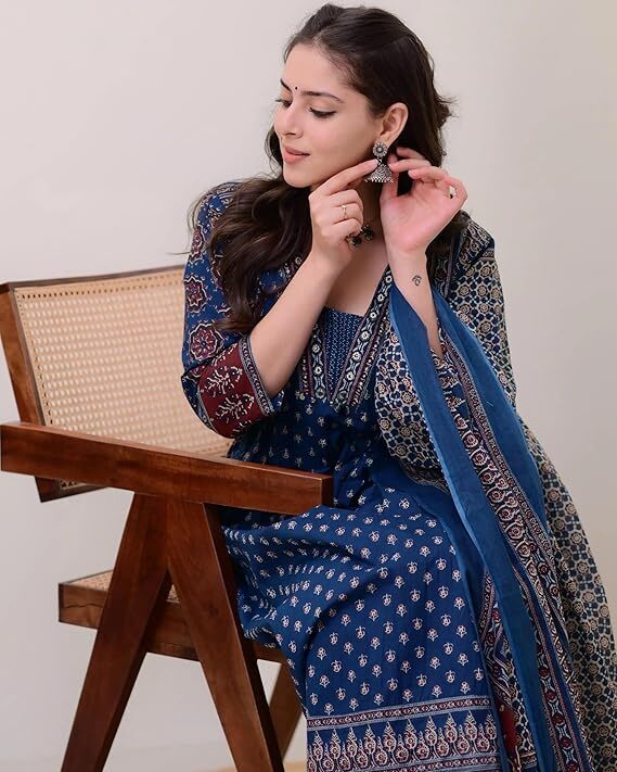 Anarkali Kurta and Pant with Dupatta Set