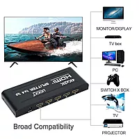 uPort 1x4 HDMI Splitter – 1 Input, 4 Output Ports | Supports 3D 4K x 2K @ 30Hz Full HD | Multi-Monitor Adapter for TVs | Black
