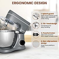 AGARO Elegant Stand Mixer, 1400W with 5.5L SS Bowl, 10 Speed Settings, Pulse Function, 100% Copper Motor