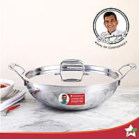 Wonderchef Nigella Tri-ply Stainless Steel 30 cm Kadhai with Lid 4.6 Litre 2.6mm Thickness