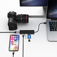 Lapcare LC‑510 Lap‑C 5‑in‑1 docking station: USB 3.0, HDMI 4K, SD/microSD reader, USB 2.0—all housed in compact ABS body, plug‑and‑play with Windows/Mac/Linux.