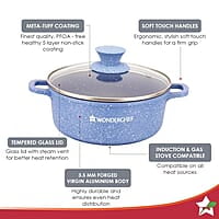 Wonderchef Granite Die-Cast Non-Stick 6-Piece Casserole Set with Lids Blue