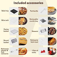 AGARO Regal Plus Air Fryer For Home, 23L, Rotisserie Convection Oven, Electric Oven,1800W,16 Preset Programs