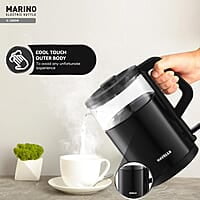 Havells MARINO Low Noise Glass Electric Kettle 1L 1200W Borosilicate Glass inner & Cool Touch Outer Body
