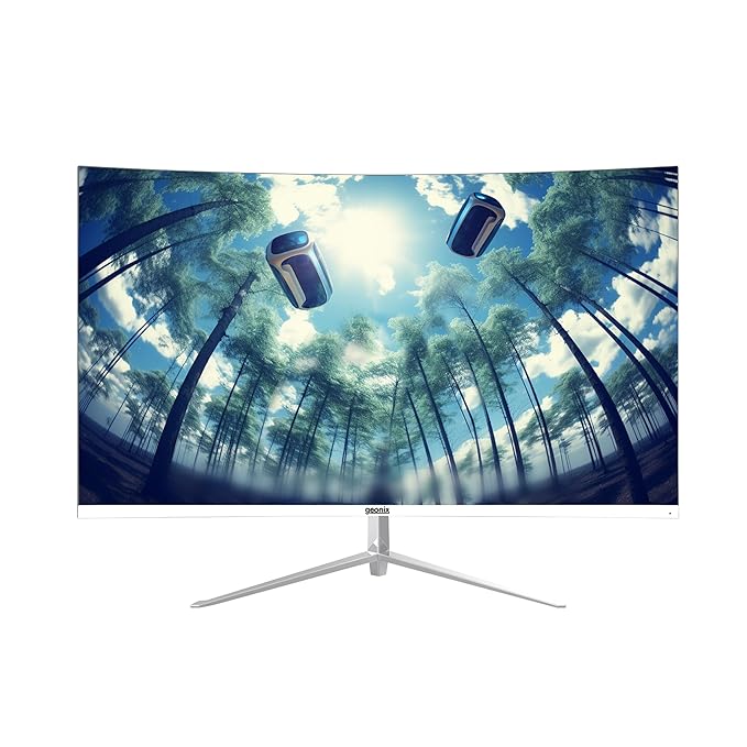 Geonix, Argon 32 Inch LED Curved Monitor, 75Hz Refresh Rate, 4000:1 Contrast Ratio, 1920x1080 Resolution, 4.5ms Response Time, 16.7M Colors, 2x2W Built-in Speaker, White
