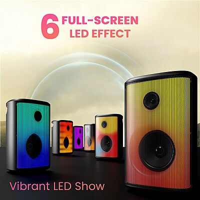 Portronics Dash 8 POR 2244 Bluetooth Speaker – 60W | Karaoke Mic | RGB Lights | Black