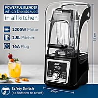 AGARO Imperial Professional Blender, Low Noise, 2200W Watts, 2.5L Capacity, 6 Preset With Pulse, Adjustable Speed & Timer