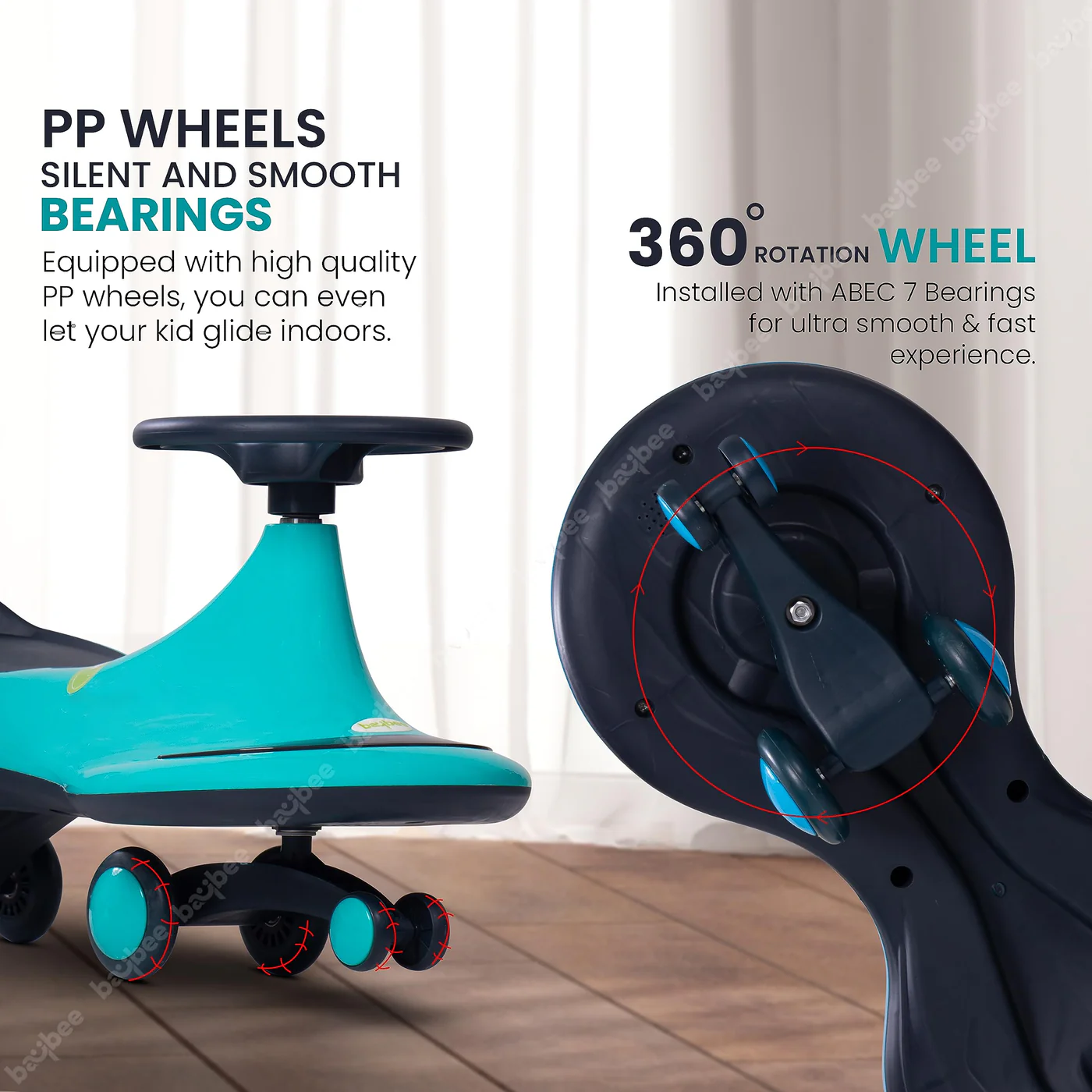 Baybee Trix Go Kids Magic Swing Cars for Kids-Green Baybee Trix Go Kids Magic Swing Cars for Kids-Green