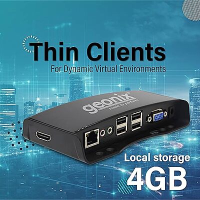 GEONIX Thin Client, ARM A9 (1.2GHz, 2 Cores), 512MB RAM, 4GB Storage, FL100, 1-Year Warranty