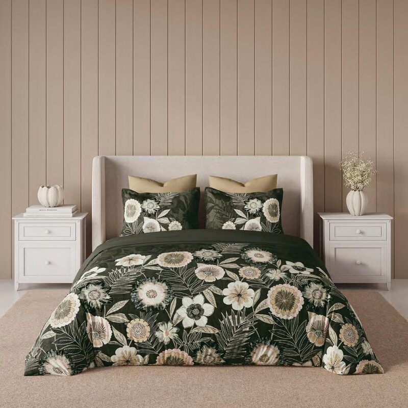Modern Bloom Shadow Grey Elemental DDecor Bed Sheet
