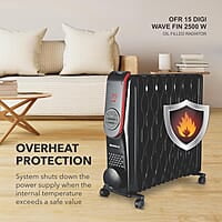 Havells OFR 15 Wave Fin DIGI with 3 Heat Setting, 2500 watt, Automatic Digital Control of Temperature