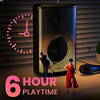 Portronics Dash 8 – 60W Bluetooth Party Speaker | Bass Boost, TWS, Wired Mic, LED Display & USB/AUX Inputs for Parties & Karaoke