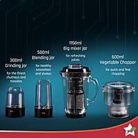 Wonderchef Nutri Blend Smart CKM Automatic Mixer Grinder 22000 RPM 4 Unbreakable Jars 500 W
