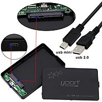 Uport USB 2.0 to 2.5-Inch SATA External Hard Drive Enclosure Case for 2.5" SATA HDD & SSD (Black)