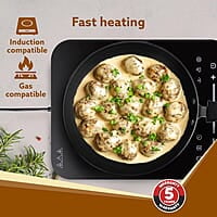 AGARO Elite Hard Anodised Tapper Frying Pan, 1.5L Capacity, 24 cm Diameter