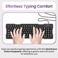 Ambrane Wired Keyboard, 104 Key with Membrane Switch Quick, 12Fn Shortcut Keys, Plug and Play USB Connection Compatible with PC, Mac, Laptop, Comfy and Ergonomically Design