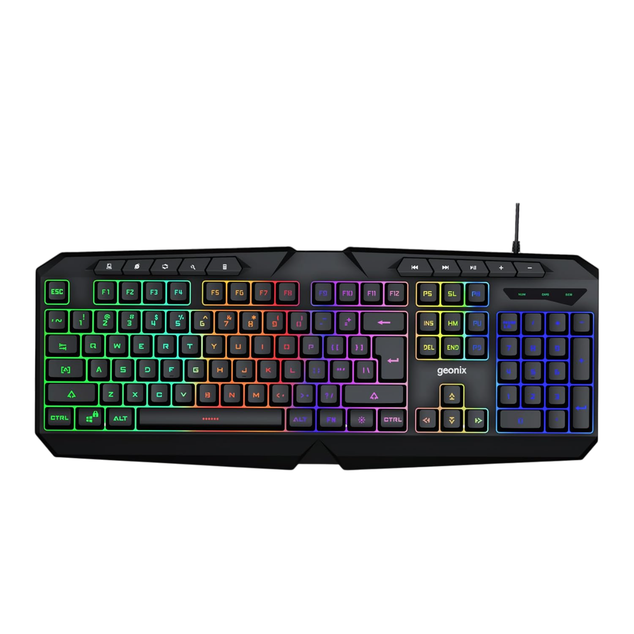 ​Geonix Cruiser Gaming Keyboard, Dedicated Multimedia Keys, Noiseless Keys, Black, K3